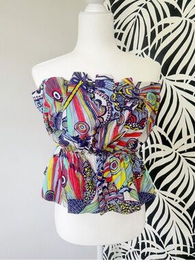 Anthropologie Multicolor Ruffled Tube Top